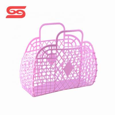 high quality shopping food storage foldable plastic basket bag for sale